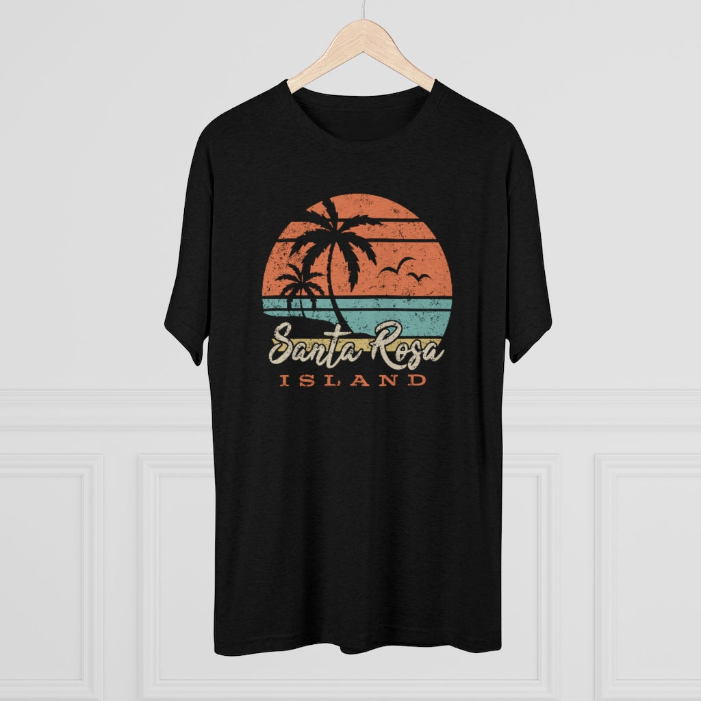 Retro Santa Rosa Tropical Island Triblend Athletic Shirt