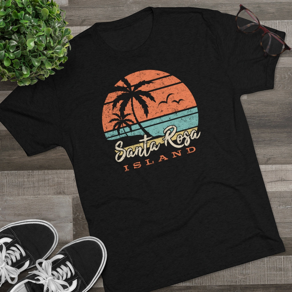 Retro Santa Rosa Tropical Island Triblend Athletic Shirt