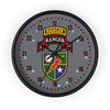 2nd Ranger Battalion Scroll and Shield Wall Clock Home Decor Printify Black Base Black 10"