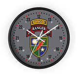 2nd Ranger Battalion Scroll and Shield Wall Clock Home Decor Printify Black Base White 10"