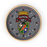 2nd Ranger Battalion Scroll and Shield Wall Clock Home Decor Printify Wooden Base Black 10"