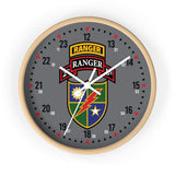 2nd Ranger Battalion Scroll and Shield Wall Clock Home Decor Printify Wooden Base White 10"