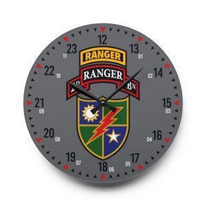 Ranger Battalion Acrylic Wall Clock - Military Decor for Veterans and Service Members Home Decor Printify 10.75'' × 10.75'' (Round) 