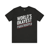 World's Okayest Paratrooper - Athletic Fit Team Shirt T-Shirt Printify Black Heather S 