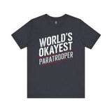 World's Okayest Paratrooper - Athletic Fit Team Shirt T-Shirt Printify Heather Navy S 