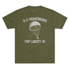 Retro US Paratroops Fort Liberty Triblend Athletic Shirt